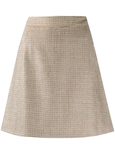 Apc Sonia Shepherd-check Wool-twill Mini Skirt In Beige