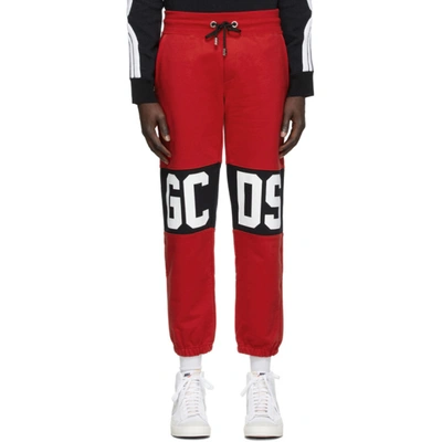Gcds Logo Print Track Trousers In Red,black,white