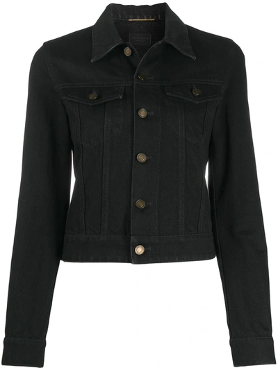 Saint Laurent Long-sleeved Denim Jacket In Black