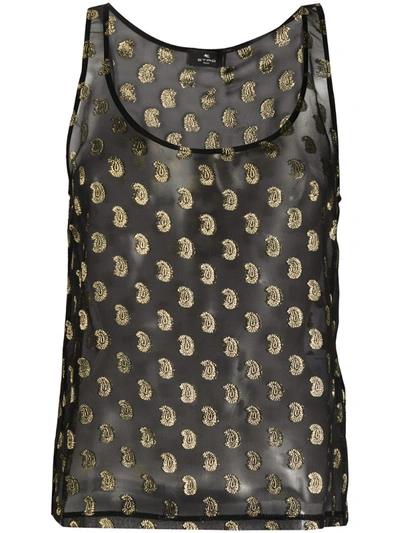 Etro Paisley-embroidery Silk Vest In 1 Black