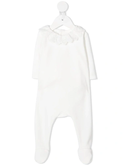 Chloé Ruffled-collar Cotton-blend Babygrow In White