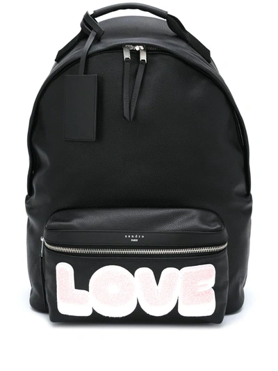 Sandro Love Print Backpack In Black