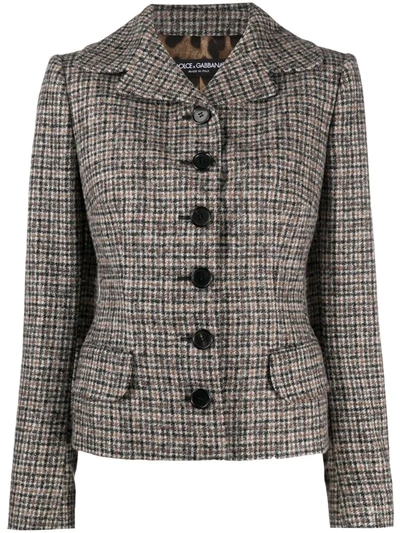Dolce & Gabbana Short Single-breasted Tweed Dolce Jacket In Grey