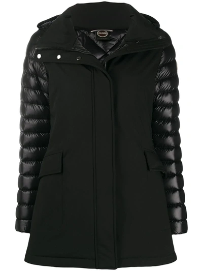 Colmar Quilted-panel Hooded Jacket In Black