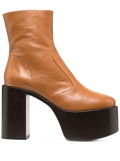 Simon Miller Raid Leather Platform Ankle Boots In Tan