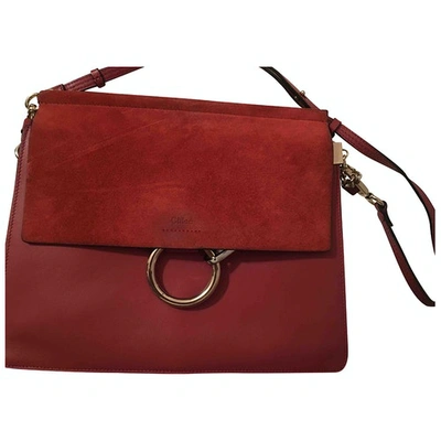 Pre-owned Chloé Faye Leather Crossbody Bag In Red