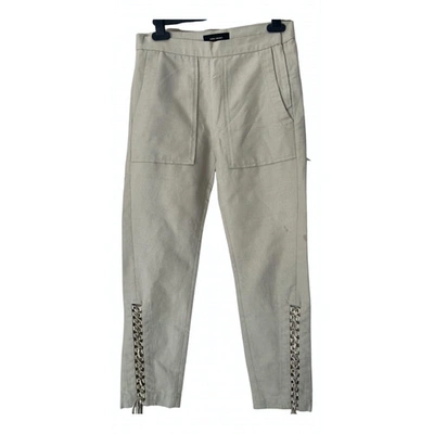 Pre-owned Isabel Marant Linen Straight Pants In Beige