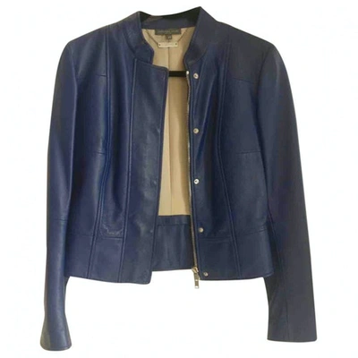 Pre-owned Alexander Mcqueen Blue Leather Jacket