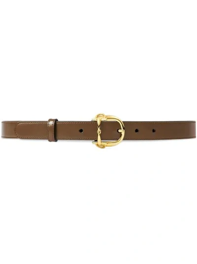 Gucci Thin Belt With Horsebit Buckle In Brown