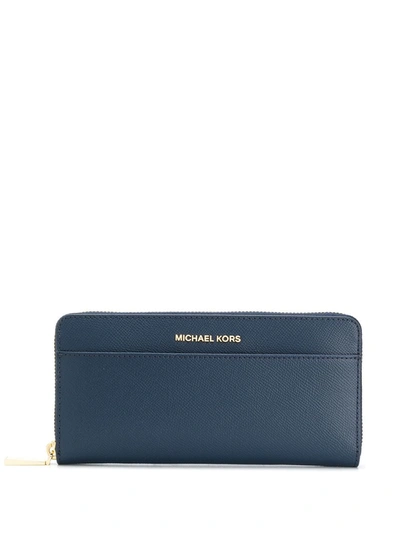 Michael Michael Kors Continental Zip-around Wallet In Blue