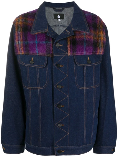 Natasha Zinko Check Plaid Denim Jacket In Blue