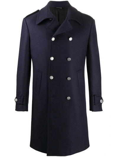 Tonello Double-breasted Tailored Coat In Blue