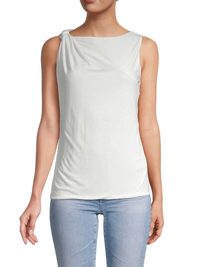 French Connection Mati Drape Jersey Sleeveless Top In Summer White