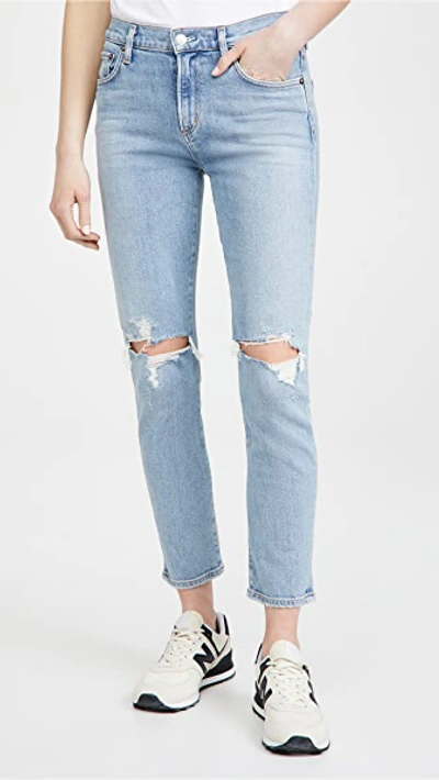 Agolde Riley Straight Cropped Jeans In Clear Skies