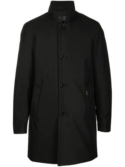 Moorer Stand-up Collar Buttoned Coat In Black