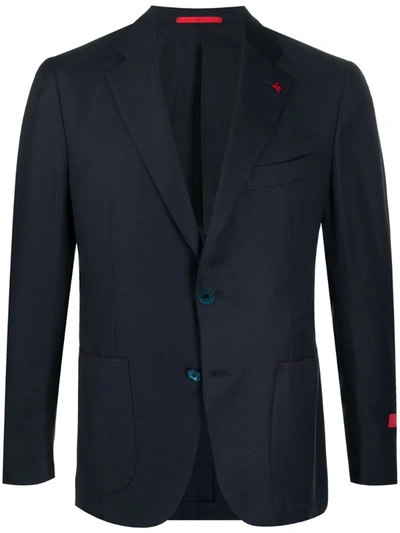 Isaia Single-breasted Wool Blazer In Blue