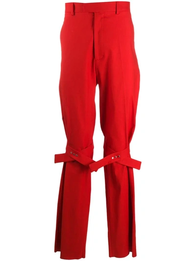 Bottega Veneta Strap Detail Tailored Trousers In Red