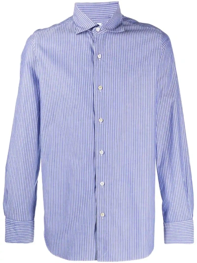 Finamore 1925 Napoli Striped Cotton Shirt In Blue