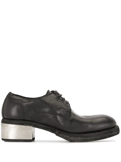 Guidi Contrast Heel Lace-up Shoes In Black
