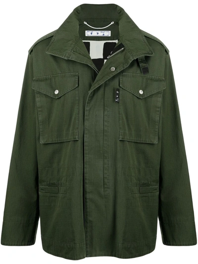Off-white Arrows-motif Hooded Jacket In Green