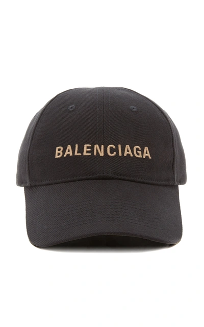 Balenciaga Women's Embroidered Cotton-twill Baseball Cap In Black