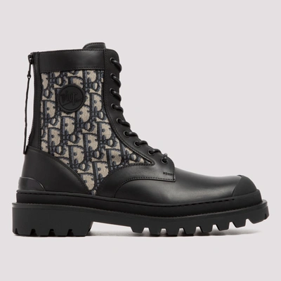 Dior Leg Motif Logo Lace-up Boots In Multi