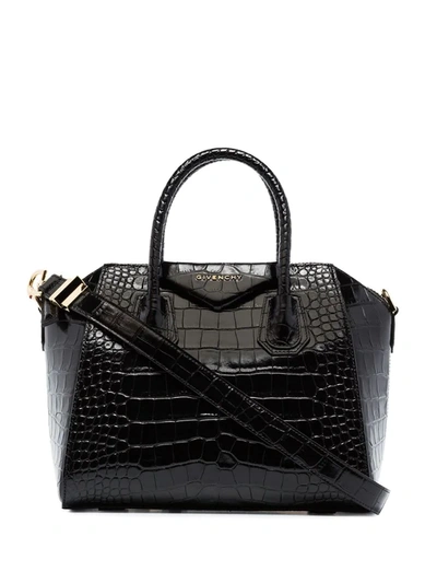 Givenchy Small Croc-effect Leather Tote Bag In Black