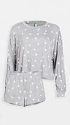 Honeydew Intimates All American Long Sleeve Shortie Pajamas In Heather Grey Hearts