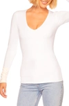 Susana Monaco Long Sleeve V-neck Top In Sugar