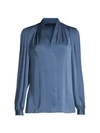 Kobi Halperin Taya Pleated Stretch-silk Blouse In Steel