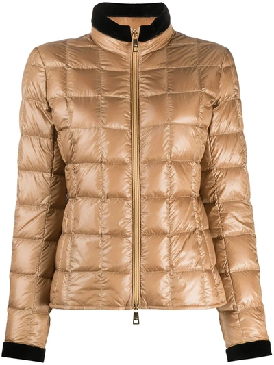 Fay Logo Patch Down Jacket In Camel Color
