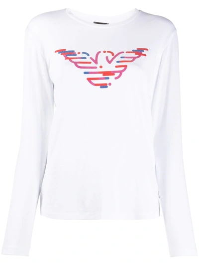 Emporio Armani Logo-print Crew Neck Tee In White