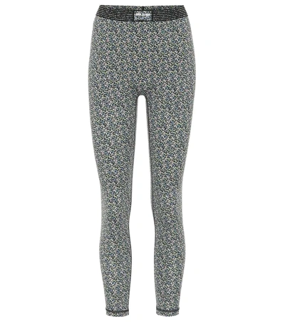 Adam Selman Sport Bonded Velvet-trimmed Floral-print Stretch Leggings In Multicoloured