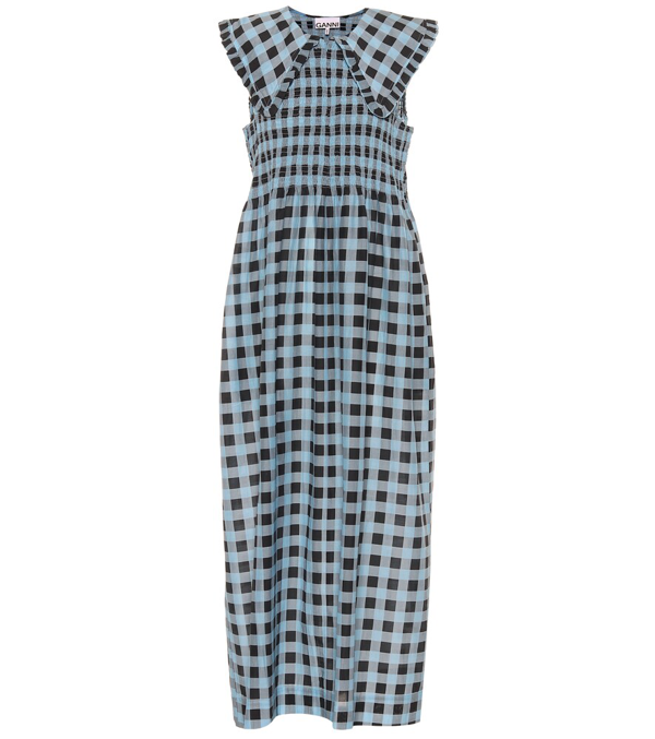 Checked cotton-blend maxi dress