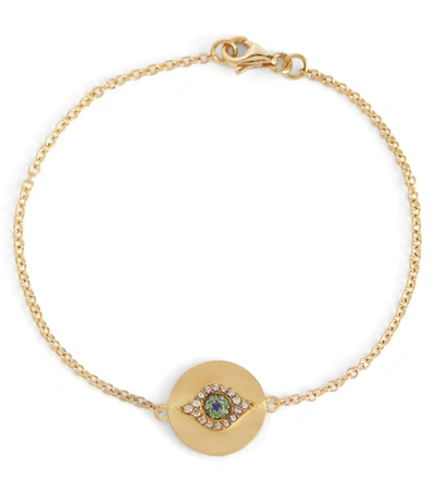 Ileana Makri Eye 18kt Gold Bracelet With Diamonds, Tsavorites And Blue Sapphires