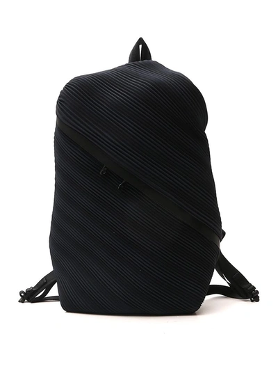 Issey Miyake Pleats Please By  Pleated Backpack In Navy