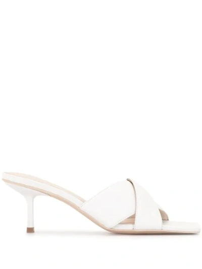 Manning Cartell Square-toe Leather Mules In White
