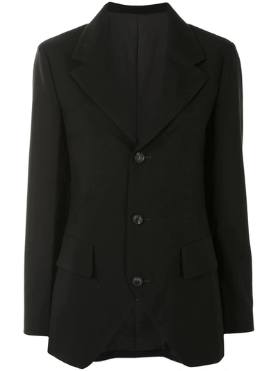 Yohji Yamamoto Single Breasted Blazer Jacket In Black