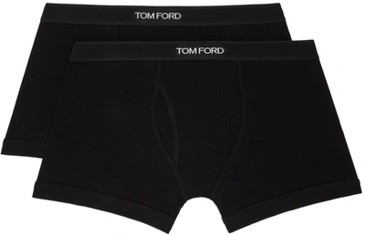 Tom Ford Pack Of Two Slim-fit Stretch-cotton Boxers In Black
