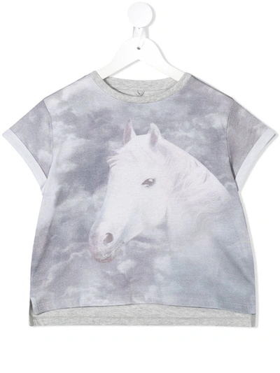 Stella Mccartney Kids' Horse Print T-shirt In Grey