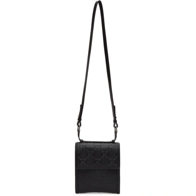 Gucci Gg-monogram Perforated-leather Cross-body Bag In Black