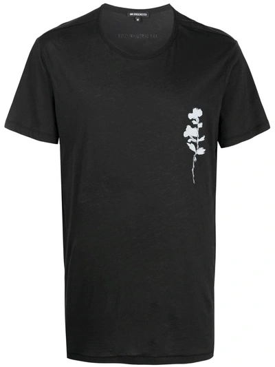 Ann Demeulemeester Poppy-print Cotton T-shirt In Black