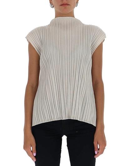 Issey Miyake Pleats Please By  Mellow Pleated Top In White