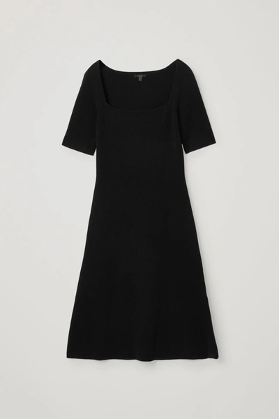 Cos Knitted Cotton-silk Mix Dress In Black