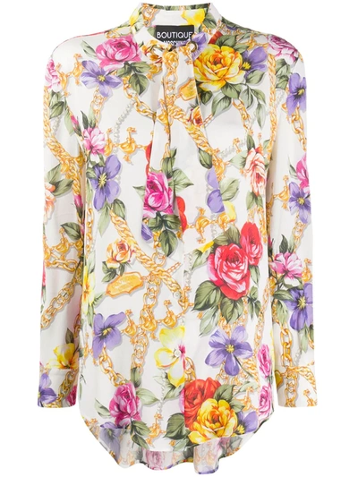 Boutique Moschino White Floral-print Blouse