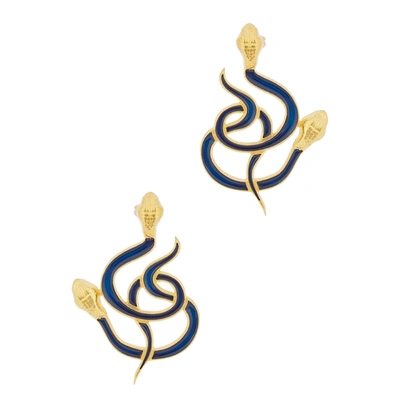 Natia X Lako Gold-plated Snake Drop Earrings In Blue