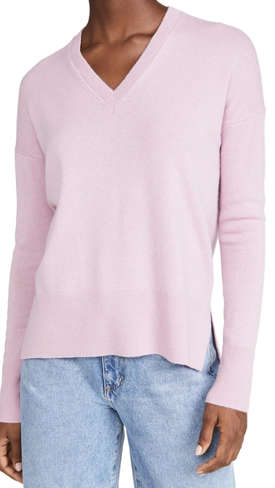Theory Cashmere Karenia V Neck Pullover In Dusty Pink
