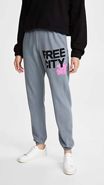 Freecity Large Logo Sweatpants In Grey Art