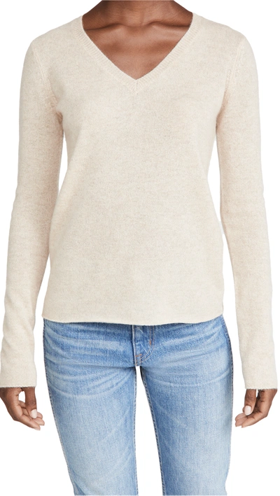 Atm Anthony Thomas Melillo Cashmere V Neck Sweater In Oat 2003