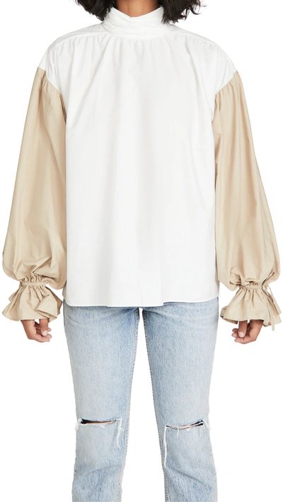 Aje Consonance Blouse In Stone/white